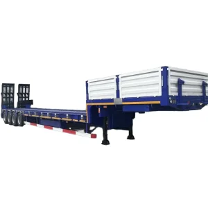Steel Lowbed Semi Trailer with 60T Payload Heavy Duty Chassis for Machinery Transport