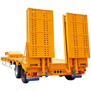 Steel Lowboy Truck Trailer Low Bed Semi Trailer with Ramp 40 100 Ton Payload for Sale