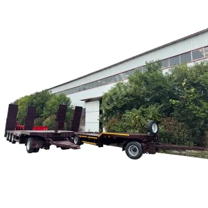 Steel Material Low Bed Truck Trailer 4 Axle 80tons Heavy Duty Hydraulic Gooseneck Semi Trailer