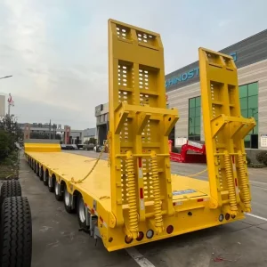 Steel Multi Axle 40ft Trailer 60 Ton Heavy Duty Lowboy Container Semi Trailer Air Suspension Large Capacity
