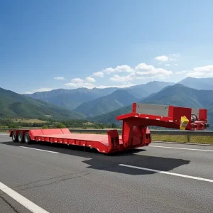 Steel New Axial Line Low Bed Semi-trailer 3 Axles Detachable Gooseneck Ultra-low Flat Panel 60000kg Max Payload BV