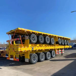 Steel Skeleton Shipping Container 40ft 60T Flatbed Semi Trailer Chassis for Car Trailers