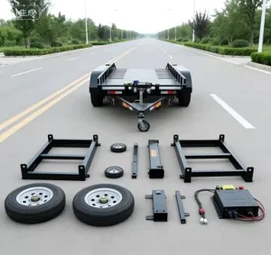 Steel Utility Trailer Parts Kit with Frame Wheels and Electrical Components