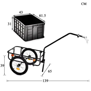 Steel Utility Transportation Metal Frame Camper Bike Cargo Trailer Wheels Camping Trailer for Bicycle