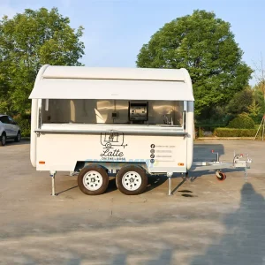 Taco Street Fully Equipped Commercial Square Mobile Kitchen Food Trailer Truck Fiberglass Construction Snack Food Candy Chips
