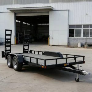 Tandem Axle Equipment Trailer Detachable Loading Ramps Heavy Duty Steel Deck 3000kg Load Capacity Hydraulic Electronic Brakes