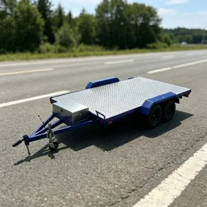 Tandem Axle Flatbed Utility Trailer Steel Car Hauler with Storage Box for ATV UTV Small Vehicle Equipment Transportation