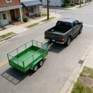Tandem Axle Landscaping Utility Trailer Mesh Sides 1500kg Load Capacity for Farm Garden Cargo Hauling