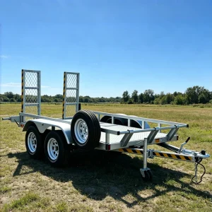 Tandem Axle Q235 Steel Car Trailer 2T Hot Dip Ramp Loading ATV UTV Transport Heavy Duty Utility Trailer