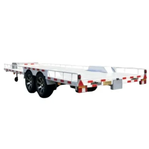 Tandem Axle Steel Flatbed Car Hauler Trailer Heavy Duty Open Deck Vehicle Carrier 30 Ton Capacity Cars ATVs Utility Air