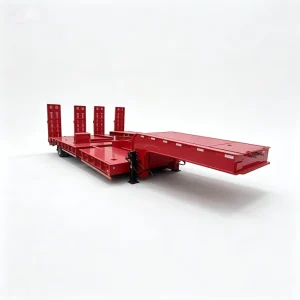 Telescopic Extendable Lowbed Semi Trailer With Hydraulic Ramps