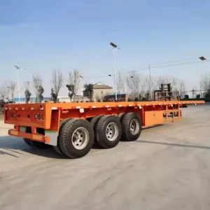 Three Axle 40 Foot Container Semi Trailer Chassis Car Trailer Flatbed Container Truck Flatbed Semi Trailer