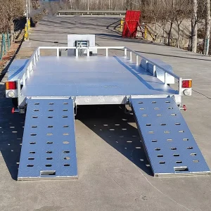 Three Horses 2000 Kg Steel Flatbed Car Trailer With Ramps For Transport Mini Excavator Original Factory