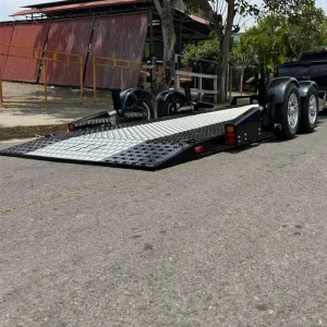 Three Horses Steel Drop Deck Car Trailer with 2.5 Ton Payload for Transporting ATV and Sport Cars