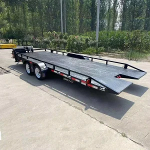 Three Horses Tandem Steel Double Axle Tilt Deck Car Trailer Kit 1001 2000kg Electric Air Brake
