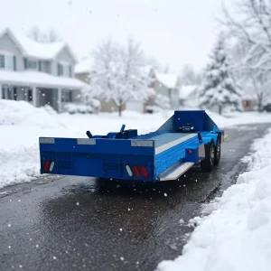 Tilt Deck Blue Utility Trailer Widened Flat Platform Spare Wheel Custom Length for Farm and Race Track Day Use