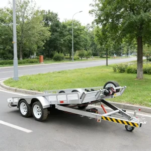 Tilt Deck Double Axle Trailer 2500kg Capacity Car Hauler Electric Winch Durable Utility Trailer for ATV Vehicle Transport