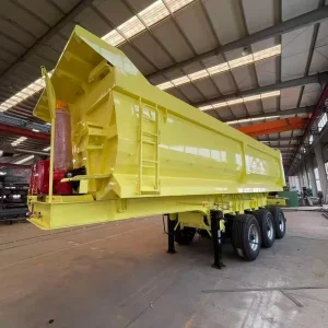Tipper Trailer 3 Axles Square Shape Rear Tipper Dump Semi Trailer With Hydraulic Hoist System Transport Sand and Cement