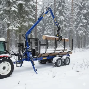 Tow Behind Hydraulic Log Grapple Trailer Gear Components Tractor Mounted Log Crane Agriculture Wood Handling Transport