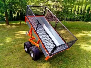 Towable Dump Trailer with Mesh Cage Multi Use Utility Cart for Landscaping Farming Easy Tilt Function