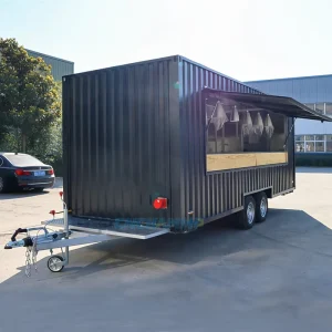 Towable Food Trailer Fully Equipped Stainless Steel Mobile Concession Stand for Burger Pizza Coffee Street Food