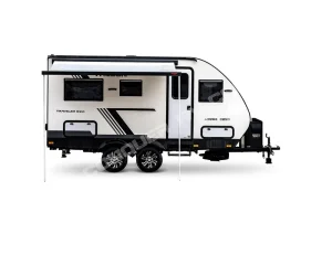 Toy Hauler Camper Trailer with Caravan Awning and Mobile Toilets