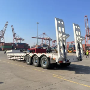 Transport Heavy Vehicles 4 Axle Lowbed Semi Trailer
