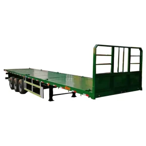 Tri Axles 3 Axle Steel Flatbed Semi Trailer 50 Ton 40ft Container Transport Trailer