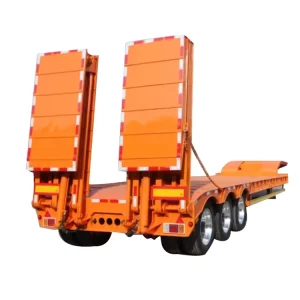 Truck Trailer 3 4 Axles 50 Ton 60Tons Heavy Duty Hydraulic Steel Gooseneck Lowboy Low Bed Semi Trailer 9000x2500x3500