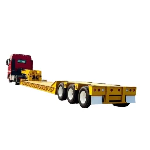 Truck Trailer 3 Axles 4 Axles 50Ton 60Ton Heavy Duty Hydraulic Gooseneck Lowboy Low Bed Semi Trailer Truck