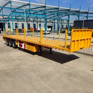 Truck Trailer 3 Axles 40 Foot 50 Foot Flat Bed Container Semi Trailer Goose Neck Flatbed Semi Trailer