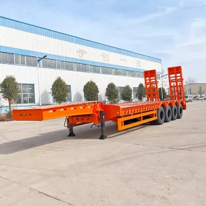 Truck Trailer 3 Axles 50ton 60ton Heavy Duty Hydraulic Gooseneck Lowboy Lowbed Semi Trailer