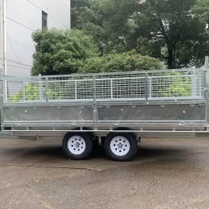 US DOT Registered Utility Flatbed Box Hydraulic Tipping Trailer with Removable Mesh Cage