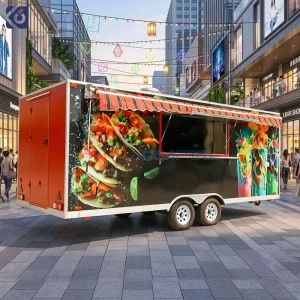 USA Standard Square Food Trailer Mobile Concession Catering Trailer Fully Equipped Mobile Kitchen BBQ Food Truck