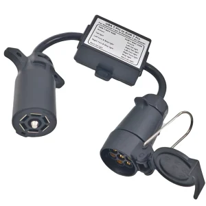 USA To EUR Trailer Light Converter 7 Way USA Blade Plug To 7pin EUR Large Round Socket Trailer Adapter