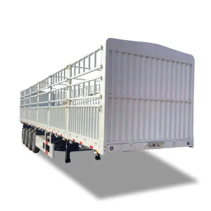 Used 50 Ton 4 Axle Stake Fence Trailer Heavy Duty Semi Trailer Dual Chamber Air Brakes External Landing Gear for Bulk General