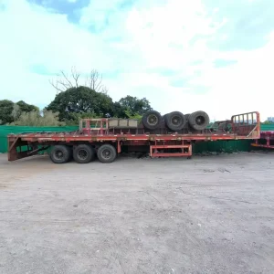 Used Flat Bed Semi Trailer 3 Axles Heavy Duty Container Platform Trailer for Cargo Shipping