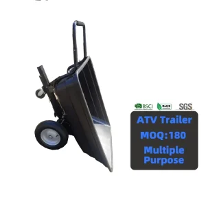 Utility Construction Garden Poly Barrow Cart 300kg Three Wheel Plastic Tray ATV Tipping Dump Truck Trailer OEM Support Platform