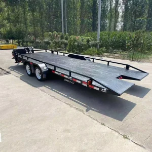 Utility Hydraulic Semi Trailer for Cars 2 Ton Double Axle American Standard Flat Trailer