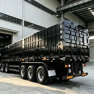 Vehicle Fence Trailer with 3 Axles Leaf Spring 80T Heavy-duty Transportation Trailer