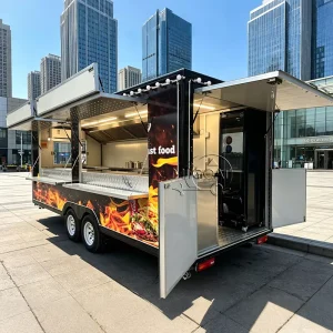 Vintage Food Truck Supplies Hot Dog Pizza Food Trailer Burger Mobile Food Truck with Air Conditioning Fiberglass Food Trailer
