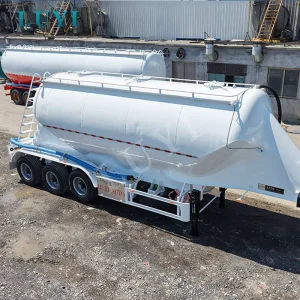 White 3-axis Powder Tank Semi-trailer for Transporting Bulk Cement