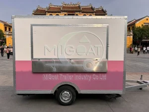 White Pink Two tone Single Axle Enclosed Food Trailer With Dual Flip Window for Ice Cream Dessert Street Vending