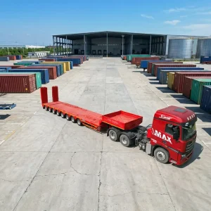 Widening on Both Sides 8 Axis Air Suspension Dual axis Hydraulic Ladder Extendable Lowbed Semi Trailer