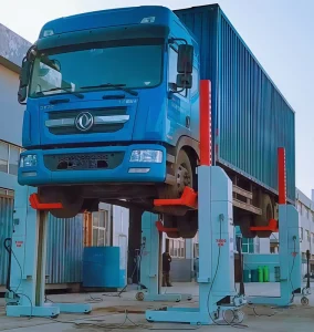 Wired Mobile Four Post Hydraulic Column Lifter for Oversize Heavy Truck Long Semi Trailer Repair Workshop