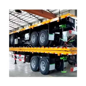 ZW 2 Axle 40 Foot 40ton Aluminum Alloy Flatbed Semi-Trailer Mechanical Air Bag Suspension Dual Line Brakes Heavy Duty Landing